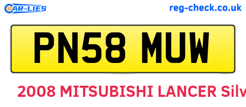 PN58MUW are the vehicle registration plates.