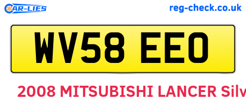 WV58EEO are the vehicle registration plates.