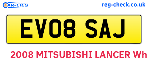 EV08SAJ are the vehicle registration plates.