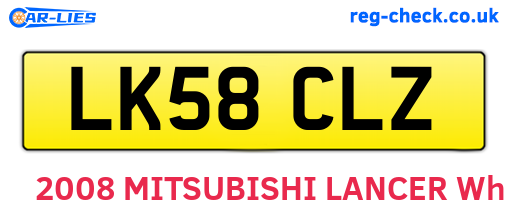 LK58CLZ are the vehicle registration plates.