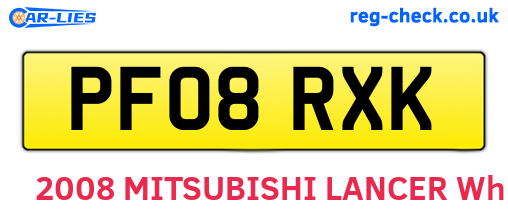 PF08RXK are the vehicle registration plates.