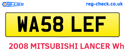 WA58LEF are the vehicle registration plates.