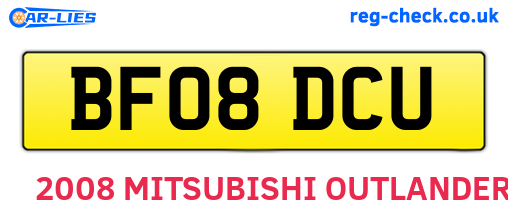 BF08DCU are the vehicle registration plates.