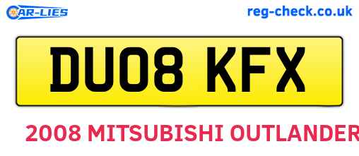 DU08KFX are the vehicle registration plates.