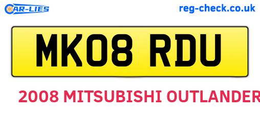 MK08RDU are the vehicle registration plates.