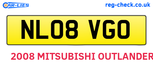 NL08VGO are the vehicle registration plates.