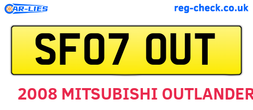 SF07OUT are the vehicle registration plates.