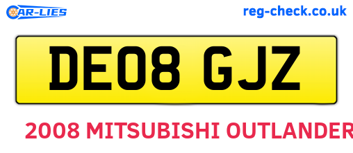 DE08GJZ are the vehicle registration plates.