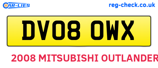 DV08OWX are the vehicle registration plates.