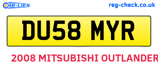 DU58MYR are the vehicle registration plates.