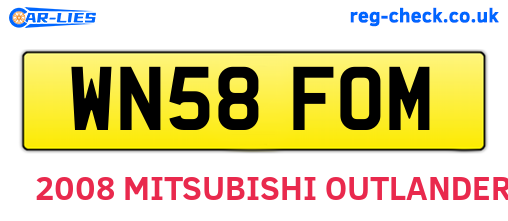 WN58FOM are the vehicle registration plates.
