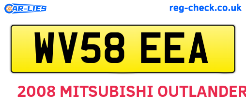 WV58EEA are the vehicle registration plates.