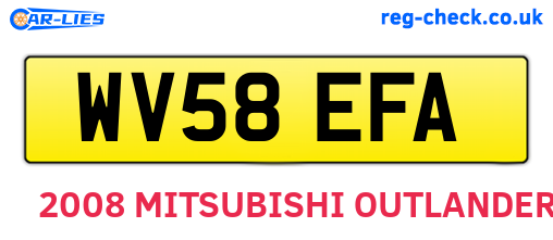 WV58EFA are the vehicle registration plates.