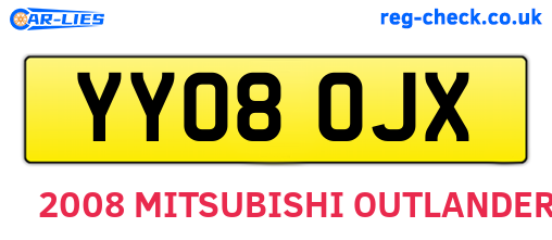 YY08OJX are the vehicle registration plates.