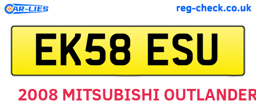 EK58ESU are the vehicle registration plates.