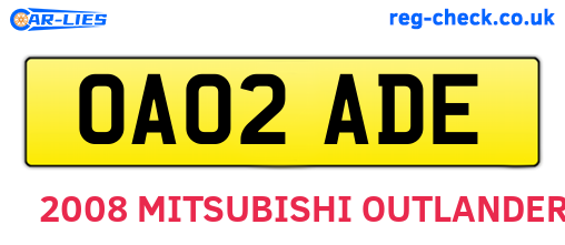 OA02ADE are the vehicle registration plates.