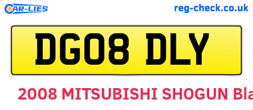 DG08DLY are the vehicle registration plates.
