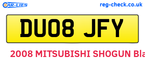 DU08JFY are the vehicle registration plates.