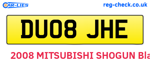 DU08JHE are the vehicle registration plates.