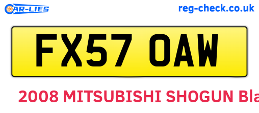 FX57OAW are the vehicle registration plates.