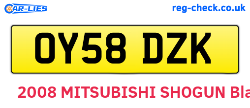 OY58DZK are the vehicle registration plates.