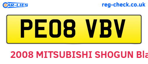 PE08VBV are the vehicle registration plates.