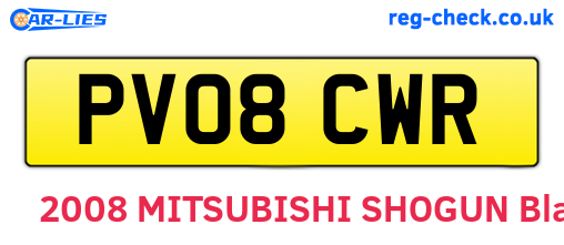 PV08CWR are the vehicle registration plates.