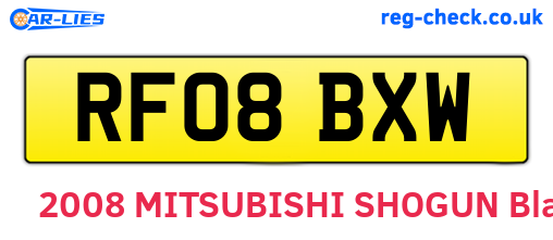 RF08BXW are the vehicle registration plates.