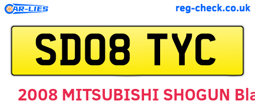 SD08TYC are the vehicle registration plates.