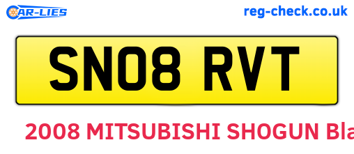 SN08RVT are the vehicle registration plates.