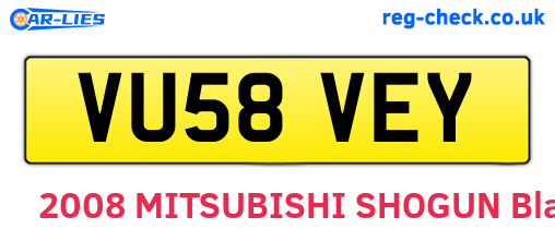 VU58VEY are the vehicle registration plates.