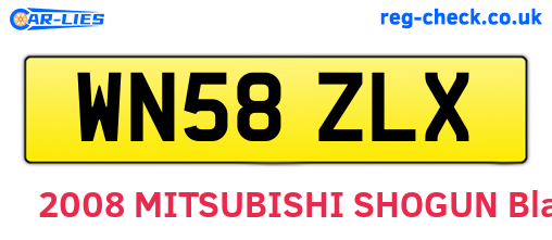 WN58ZLX are the vehicle registration plates.