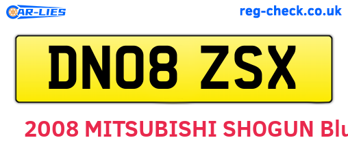DN08ZSX are the vehicle registration plates.