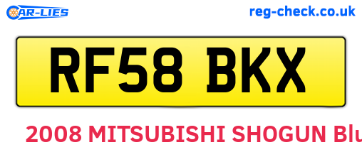 RF58BKX are the vehicle registration plates.