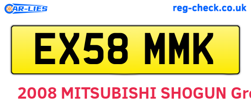 EX58MMK are the vehicle registration plates.