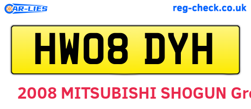 HW08DYH are the vehicle registration plates.