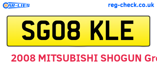 SG08KLE are the vehicle registration plates.