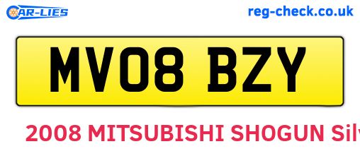 MV08BZY are the vehicle registration plates.
