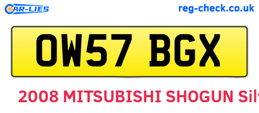 OW57BGX are the vehicle registration plates.