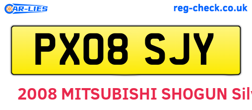 PX08SJY are the vehicle registration plates.