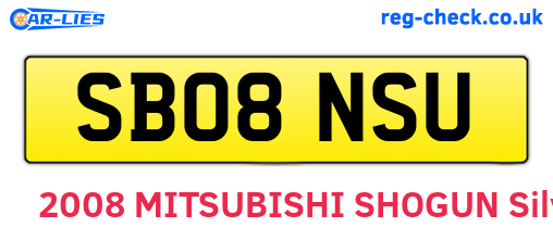 SB08NSU are the vehicle registration plates.