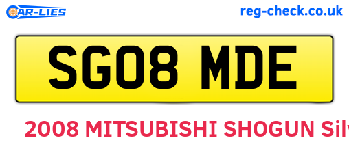 SG08MDE are the vehicle registration plates.