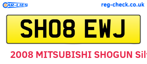 SH08EWJ are the vehicle registration plates.