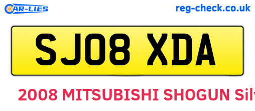 SJ08XDA are the vehicle registration plates.