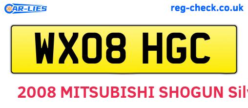 WX08HGC are the vehicle registration plates.