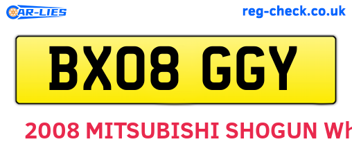 BX08GGY are the vehicle registration plates.