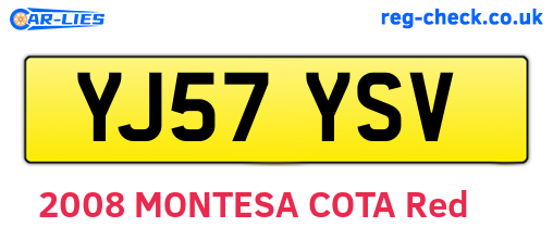 YJ57YSV are the vehicle registration plates.