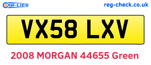 VX58LXV are the vehicle registration plates.
