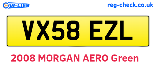 VX58EZL are the vehicle registration plates.