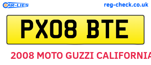 PX08BTE are the vehicle registration plates.
